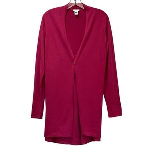 J. Jill Medium Pink Wool Blend Long Sleeve Single Button Cardigan Sweater R3